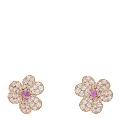 Van Cleef & Arpels 18K Rose Gold Diamond Pink Sapphire Small Frivole Earrings 1 of 5