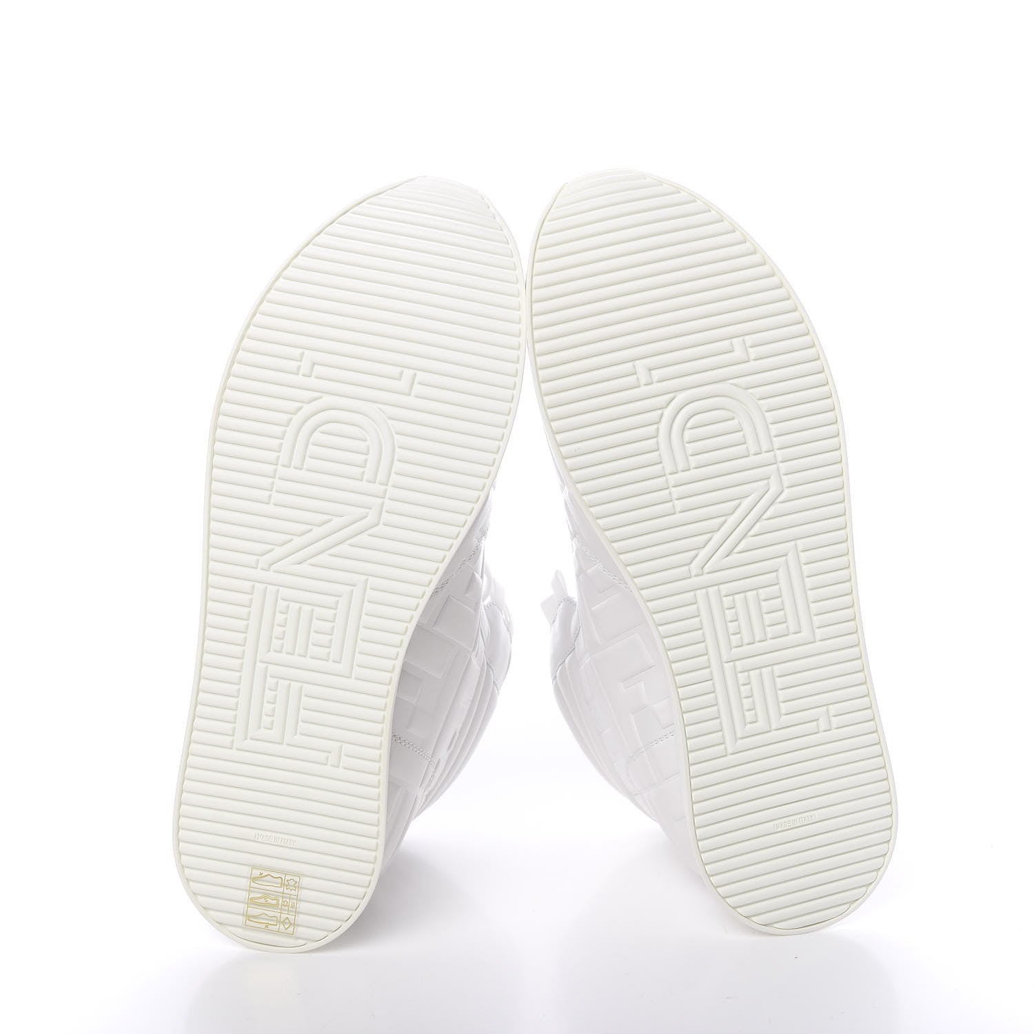 Fendi Nappa Macro FF Embossed Womens High Top Sneakers 39 White Ice 5 of 12