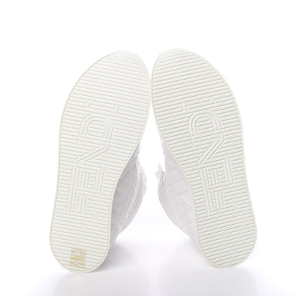 Fendi Nappa Macro FF Embossed Womens High Top Sneakers 39 White Ice 5 of 12