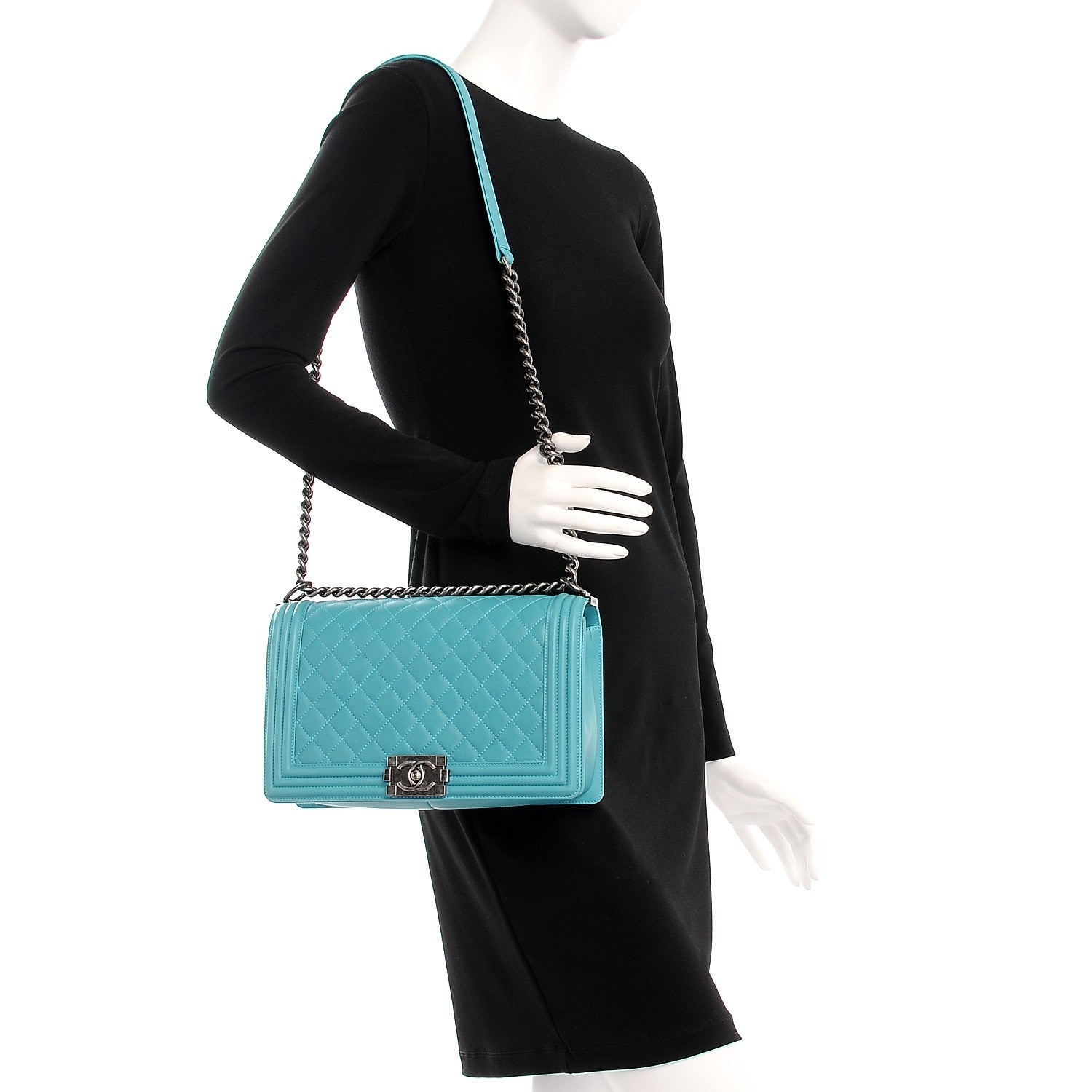 Chanel Lambskin Quilted New Medium Boy Flap Dark Turquoise 2 of 8