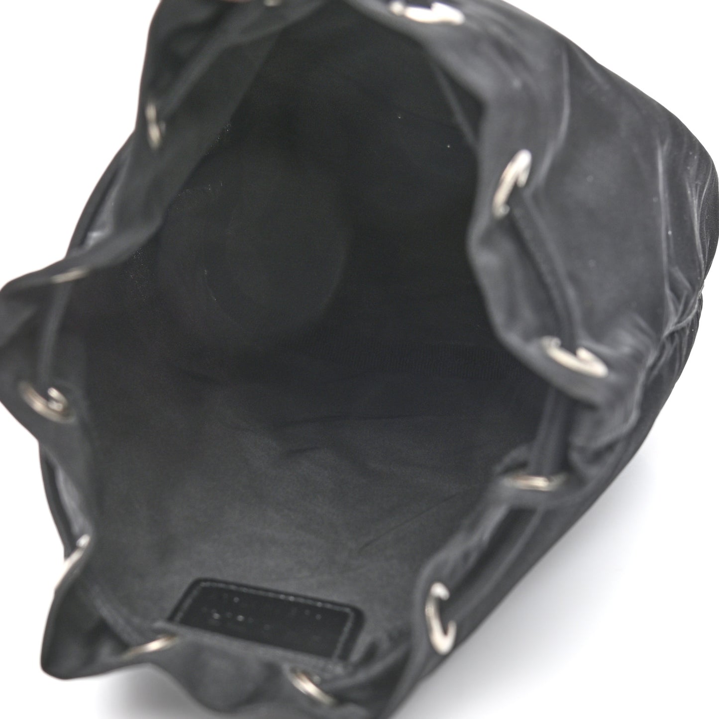 Saffiano Tessuto Nylon Vela Bucket Wristlet Black