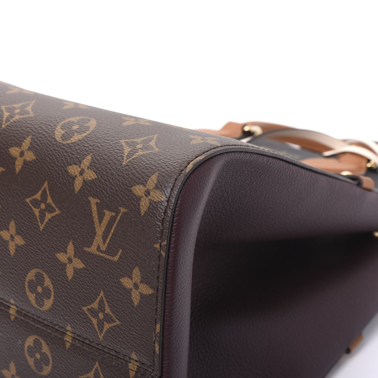 Calfskin Monogram Fold Tote MM Black Wine Cream