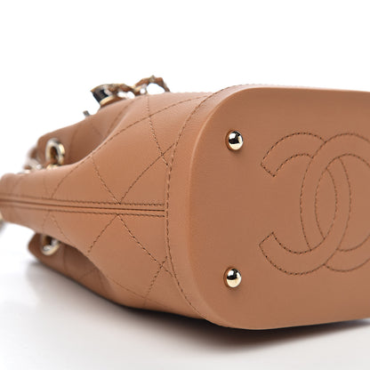 Chanel Calfskin Stitched Chain Bucket Bag Beige 8 of 11