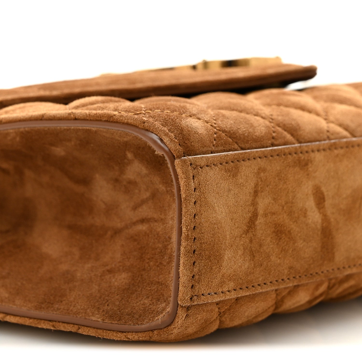 Saint Laurent Suede Mixed Matelasse Triquilt Medium Monogram Envelope Satchel Bark Brown 9 of 11