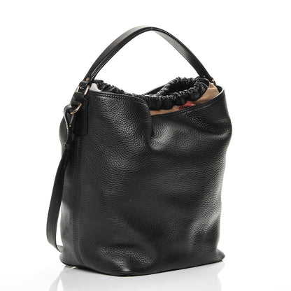 Burberry Grainy Calfskin Canvas Mega Check Medium Ashby Hobo Black 3 of 7