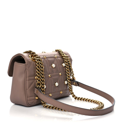 Gucci Calfskin Matelasse Studded Mini Pearly GG Marmont Shoulder Bag Porcelain Rose 3 of 10