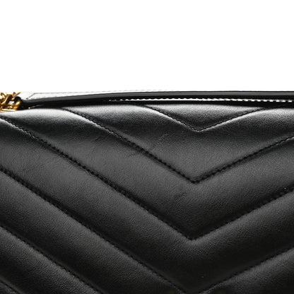 Saint Laurent Calfskin Y Quilted Monogram Large Loulou Chain Satchel Black 10 of 11