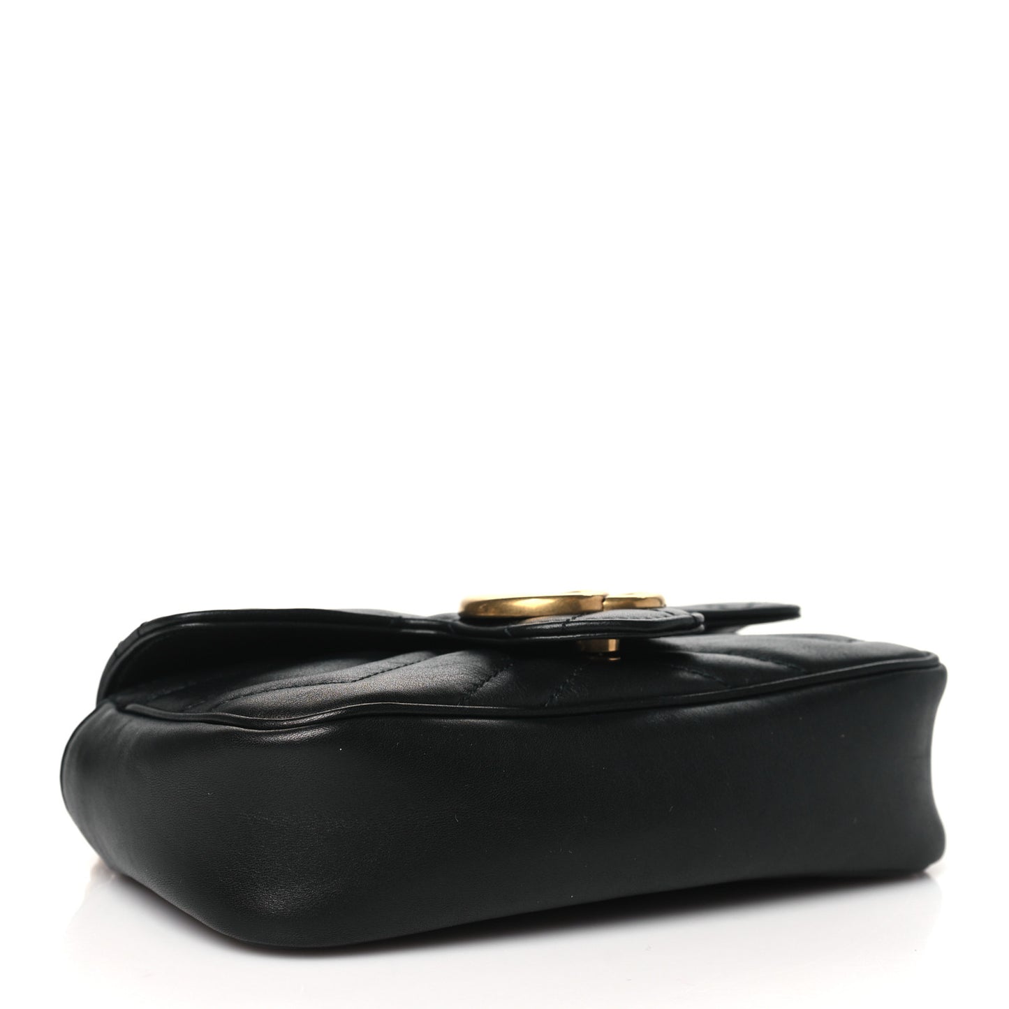 Calfskin Matelasse Super Mini GG Marmont Shoulder Bag Black
