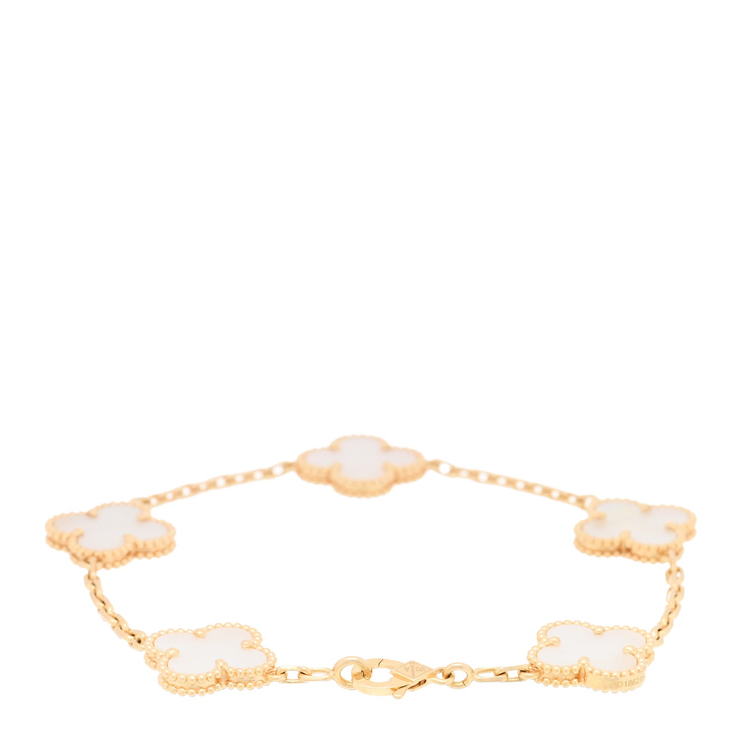 Van Cleef & Arpels 18K Yellow Gold Mother of Pearl 5 Motifs Vintage Alhambra Bracelet 2 of 4