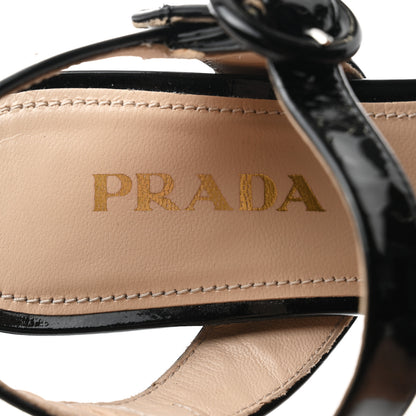 Prada Vernice Crisscross Platform 20/65mm Sandals 35 Black 7 of 9