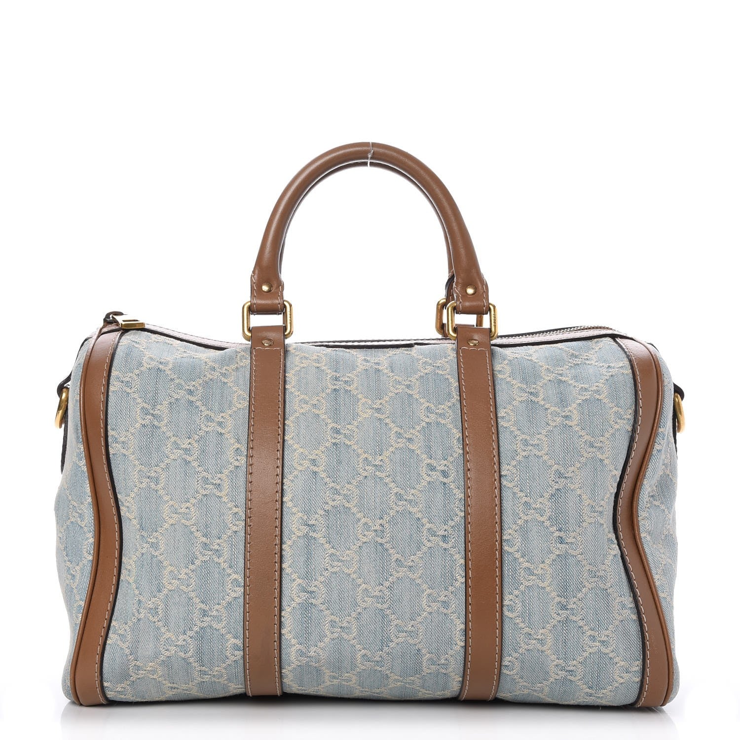 Gucci Denim Monogram Vintage Web Medium Boston Blue 1 of 7
