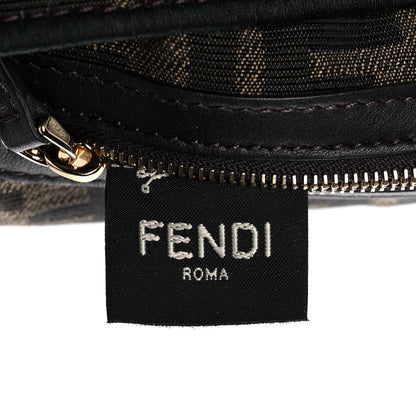 Fendi Fabric Jacquard FF 1974 Medium Baguette Tobacco Moro Black 9 of 13