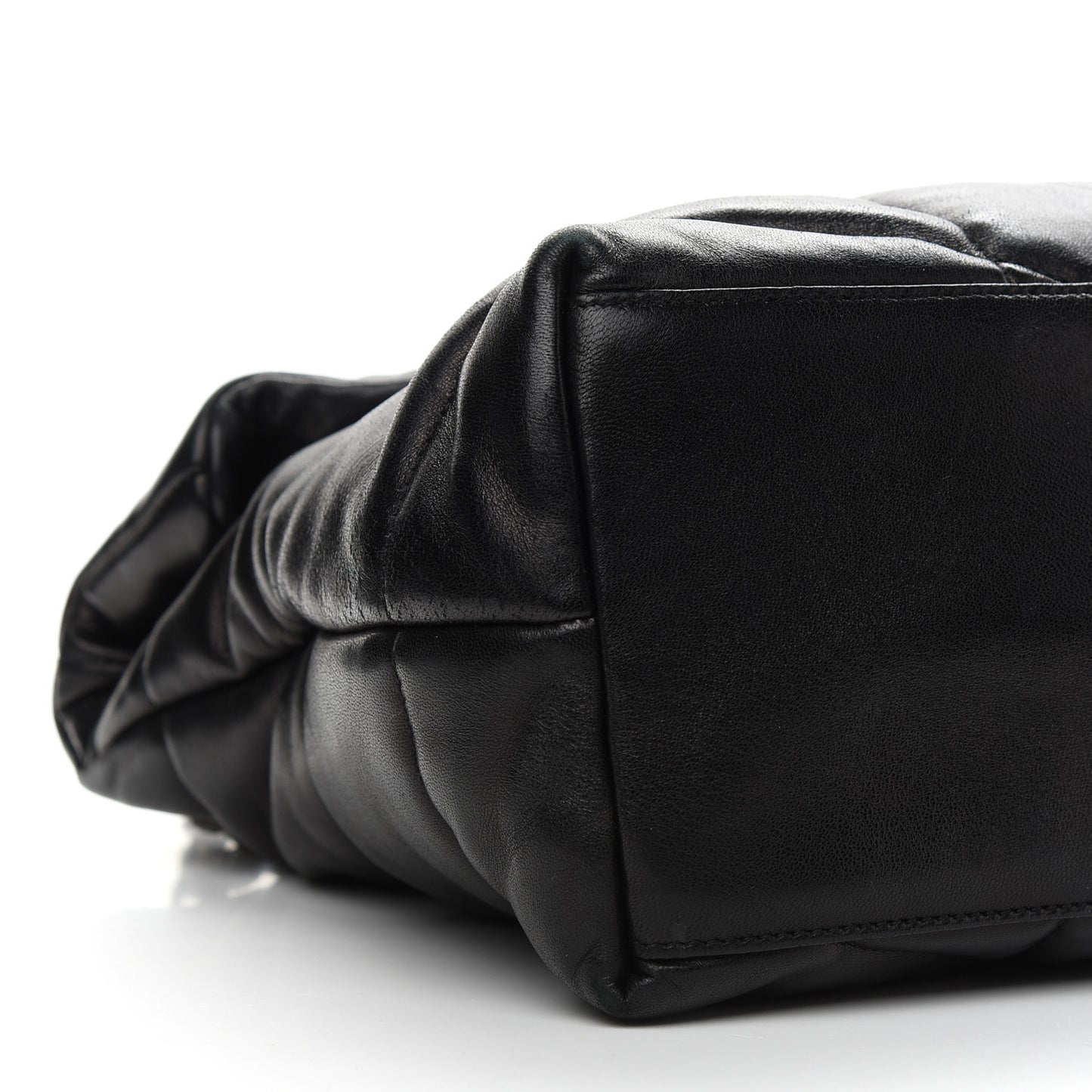 Lambskin Quilted Medium Loulou Puffer Monogram Chain Satchel Black