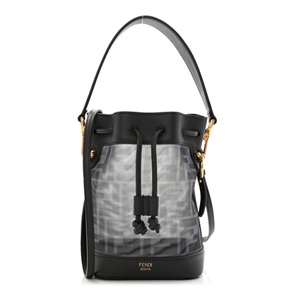 Fendi Mesh Vitello Grace F is Fendi FF 1974 Mini Mon Tresor Bucket Bag Azzurro Black Ebano 1 of 11