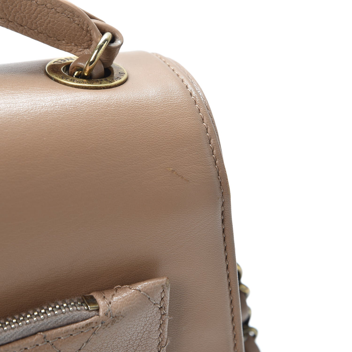 Chanel Shiny Calfskin Goatskin Quilted Medium Coco Curve Messenger Flap Beige 8 of 14