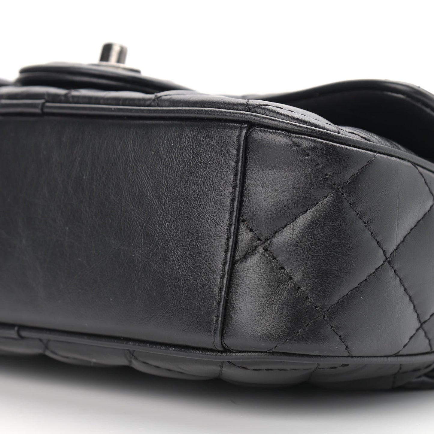 Aged Calfskin Quilted Small Easy Flap Black
