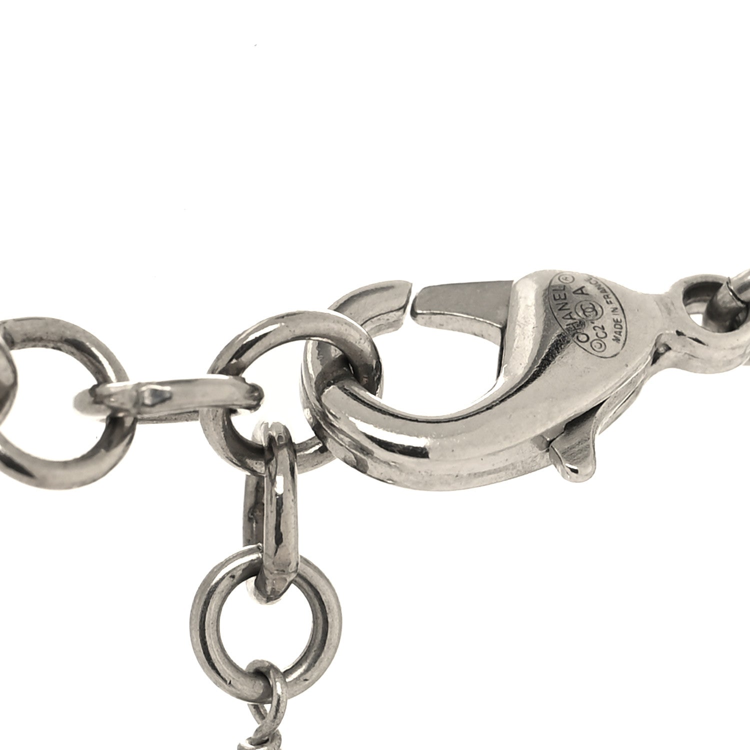 Chanel Crystal CC Necklace Silver 4 of 5