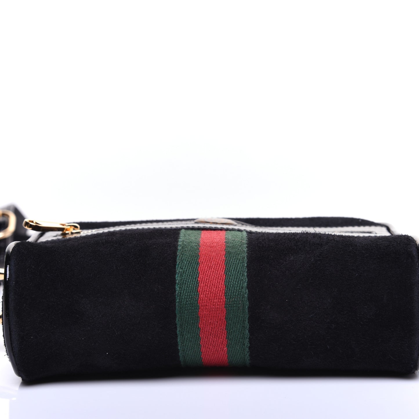 Suede Patent Web Mini Ophidia Shoulder Bag Black