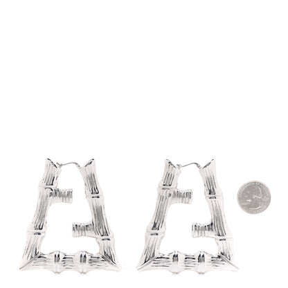 Fendi Metal FF Bamboo Hoop Earrings Silver 2 of 8