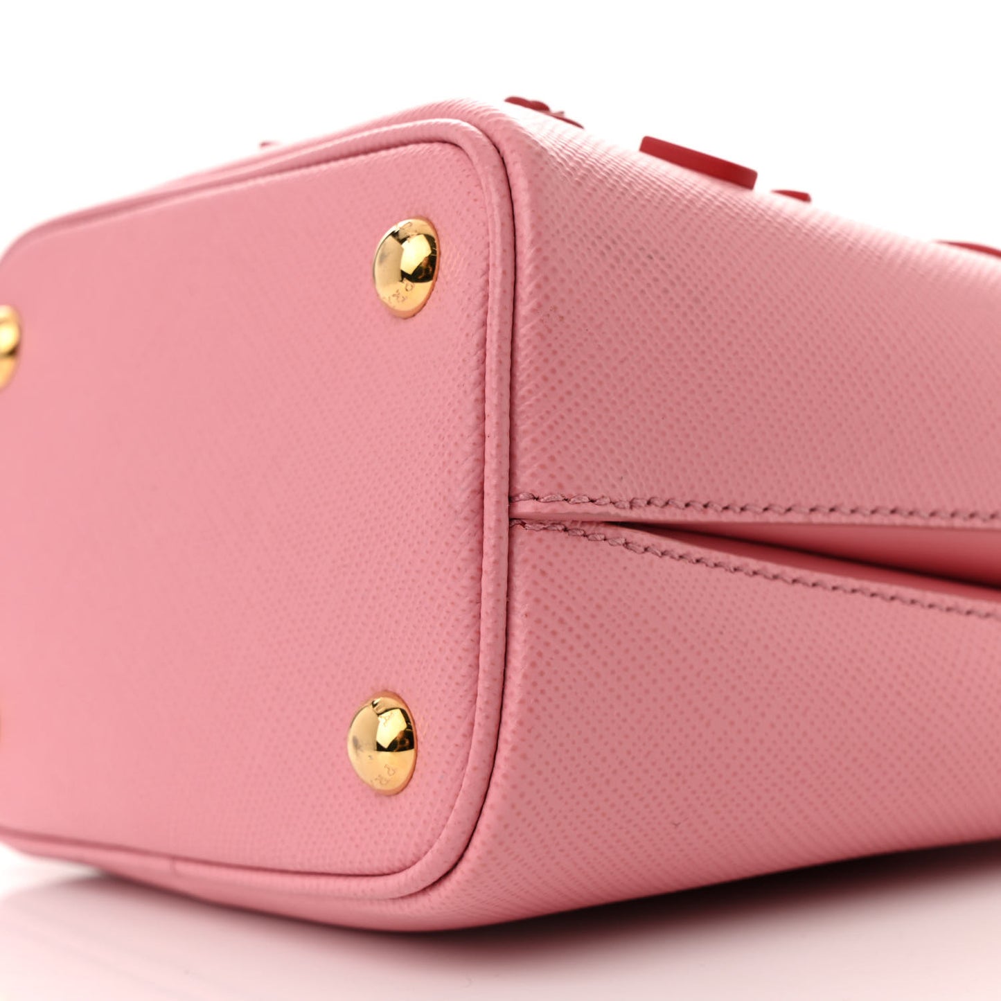 Saffiano City Calf Heart & Flower Small Panier Bucket Bag  Pink Red