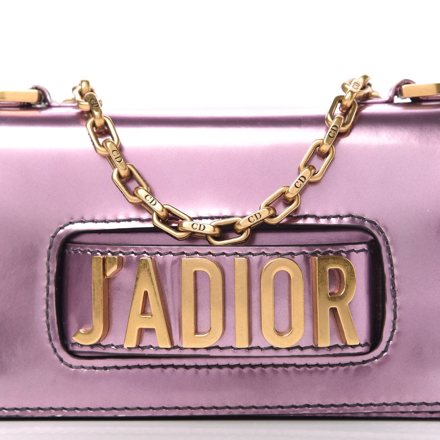Metallic Calfskin J'Adior Mini Chain Flap Bag Pink