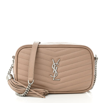 Saint Laurent Grain De Poudre Matelasse Monogram Mini Lou Camera Bag Dark Beige 1 of 10