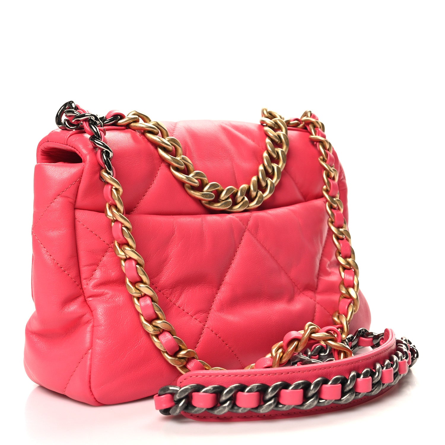 Chanel Goatskin Quilted Medium Chanel 19 Flap Coral 3 of 10
