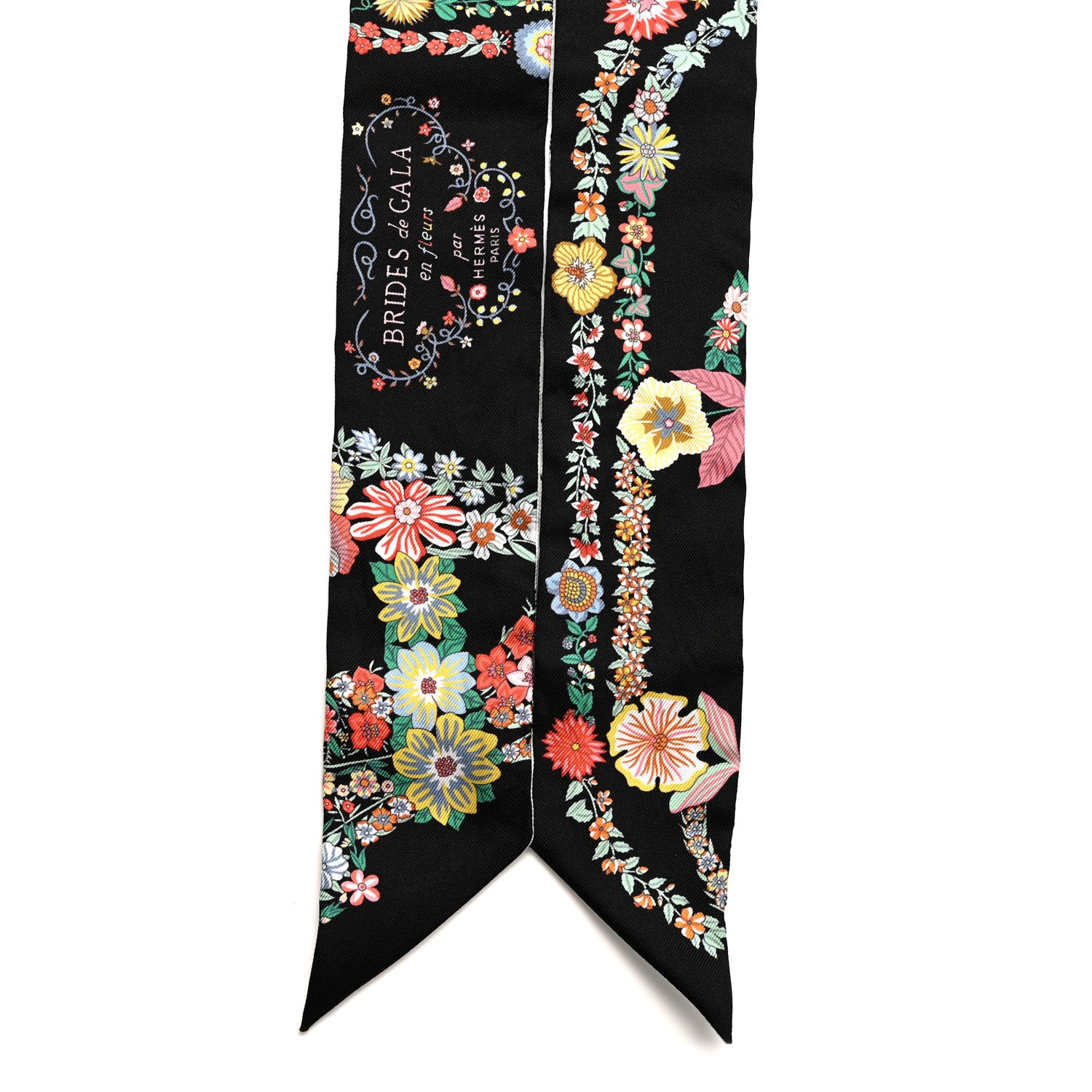 Hermes Silk Brides de Gala en Fleurs Twilly Black Multicolor White 2 of 4