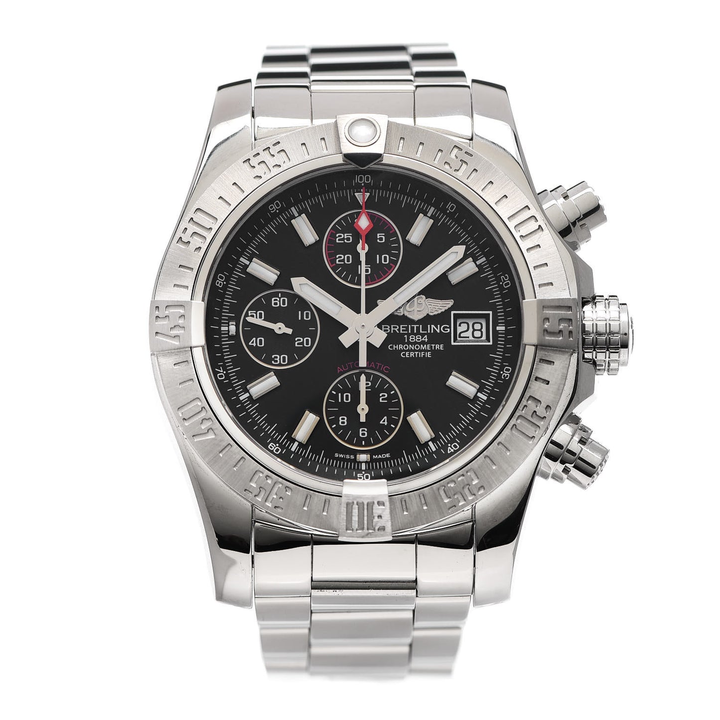Stainless Steel 43mm Avenger II Chronograph Automatic Watch Black A13381