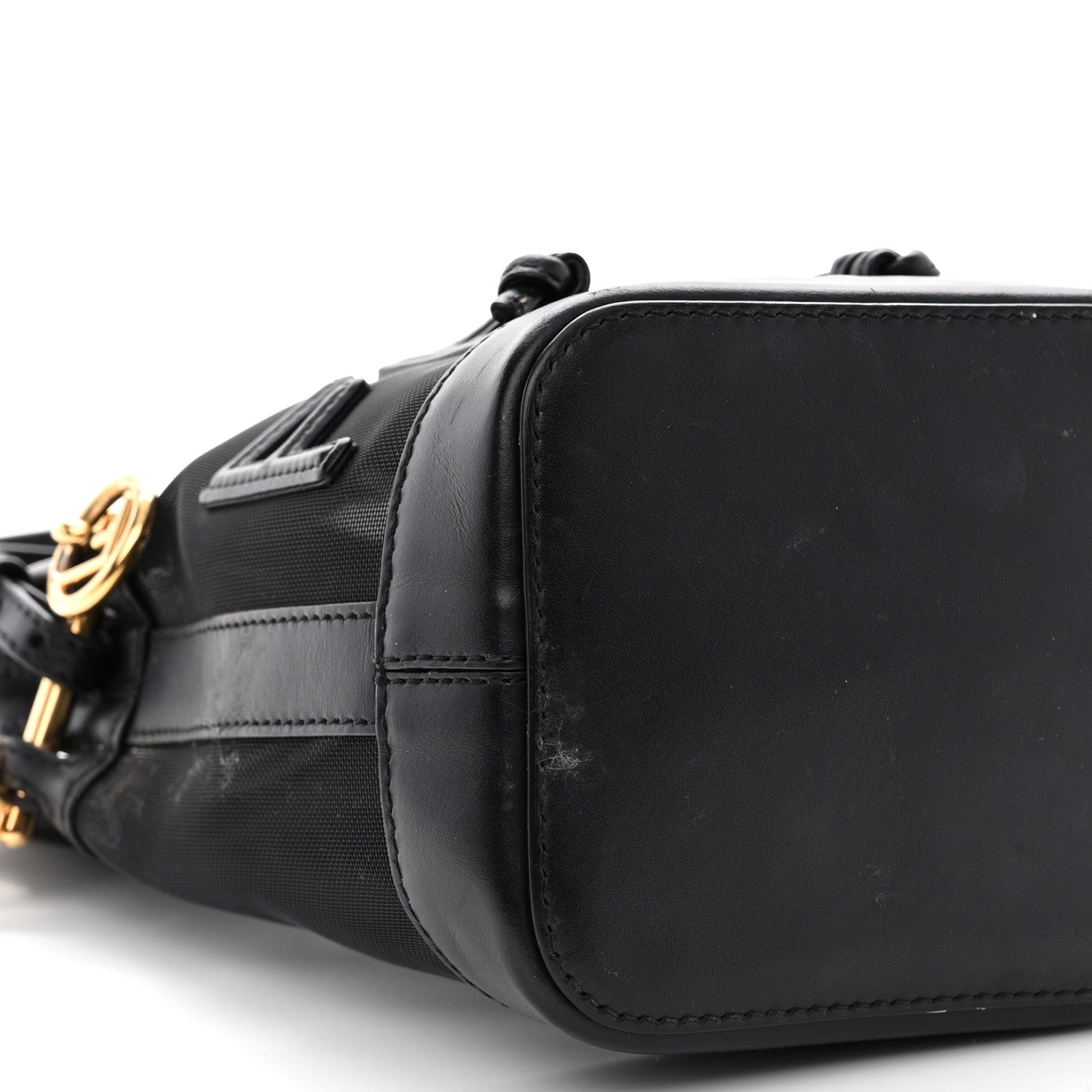 Fendi Mesh Vitello King F is Fendi Logo Embroidered Mini Mon Tresor Bucket Bag Black 8 of 11