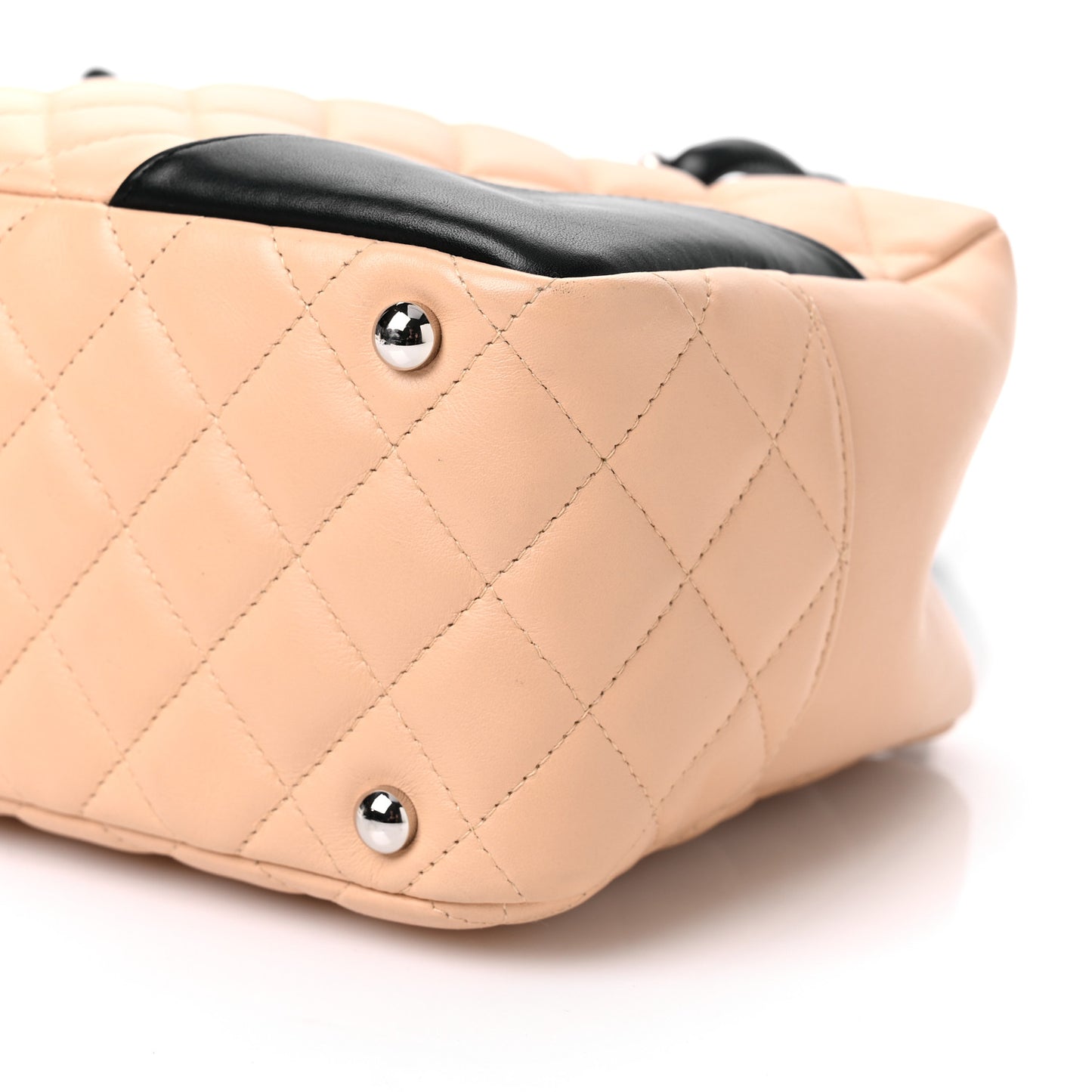 Calfskin Quilted Large Cambon Bowler Beige Black