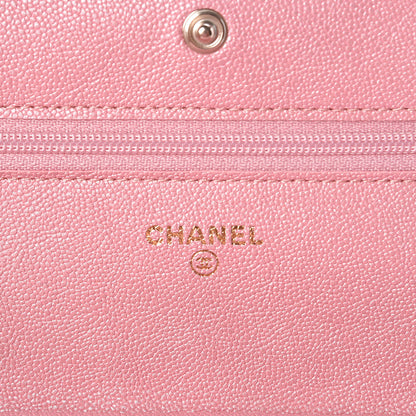 Chanel Iridescent Caviar Quilted Wallet on Chain WOC Rose Pink 7 of 11