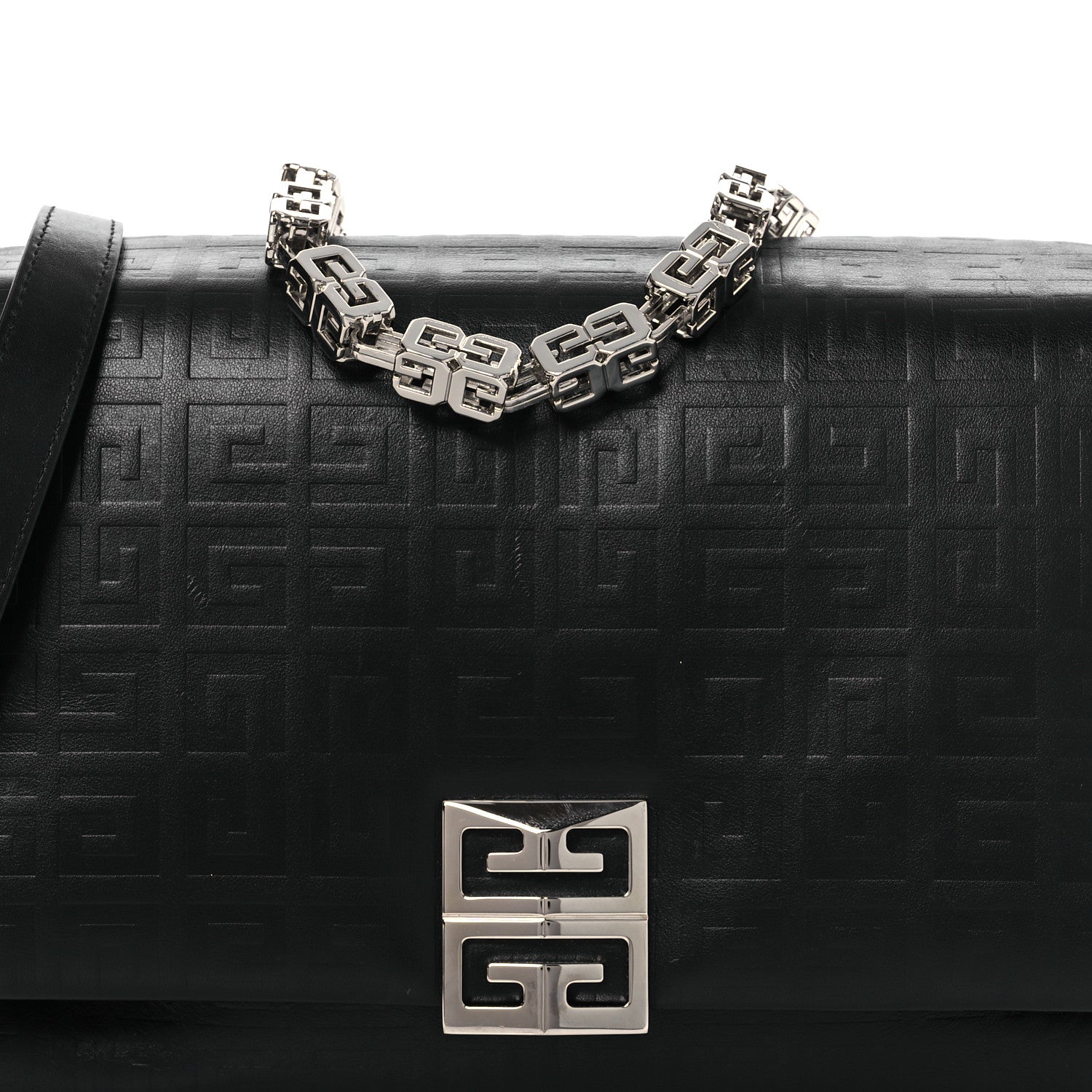Givenchy Soft Calfskin 4G Embossed Medium Shoulder Bag Black 8 of 13