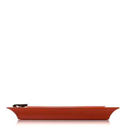 Hermes Lacquered Wood Taurillon Clemence Large Atrium Cheval Change Tray Orange Sanguine 4 of 12