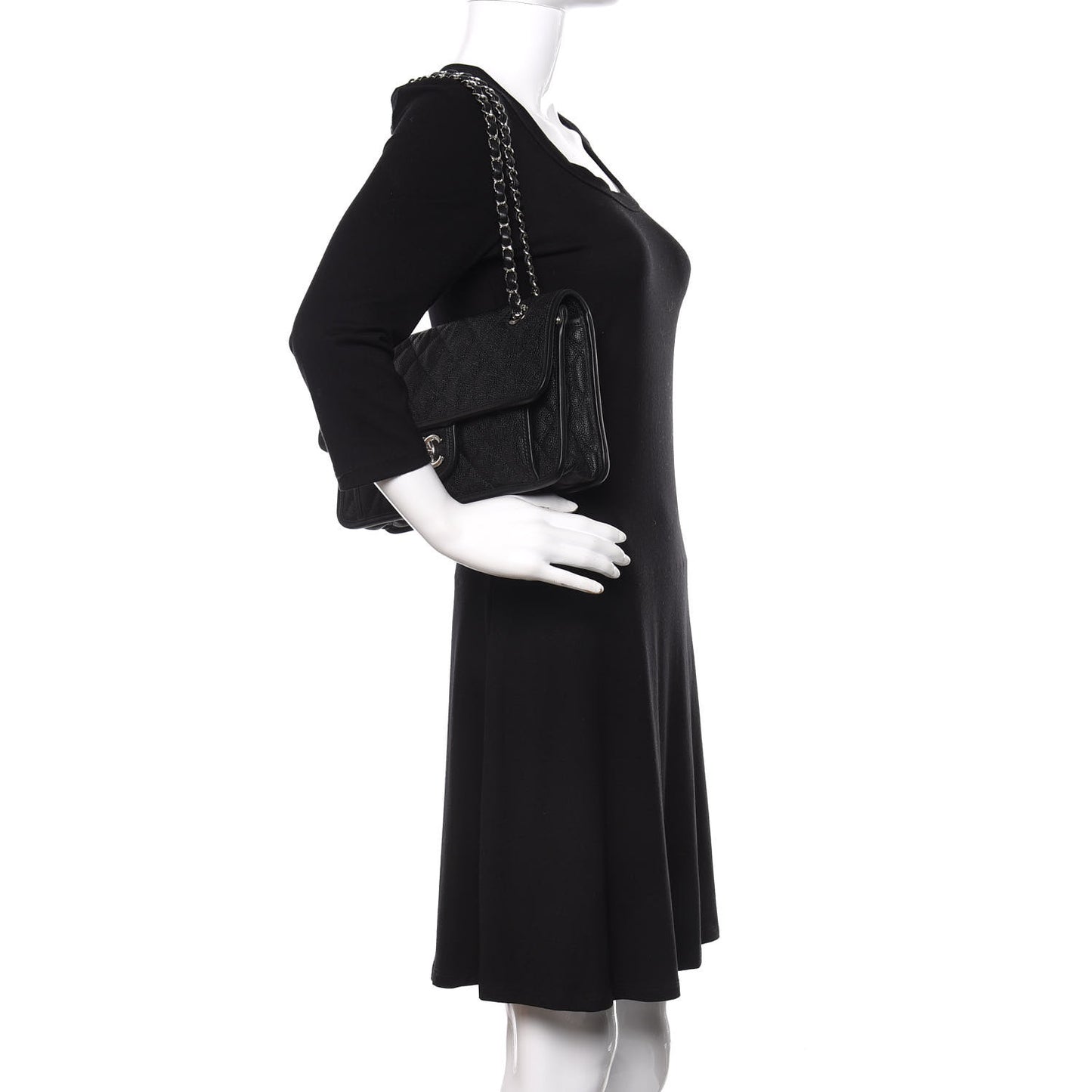 Caviar Quilted Medium French Riviera Flap Black