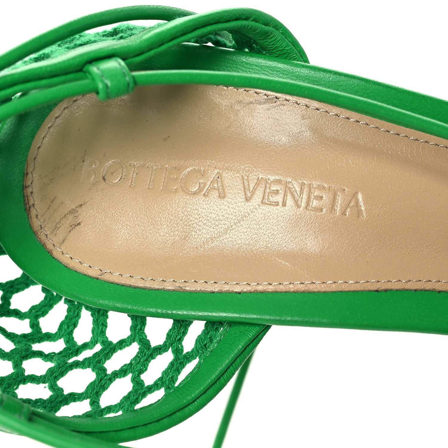 Bottega Veneta Mesh Nappa Stretch Ankle Tie 90mm Sandals 40 Grass 9 of 11