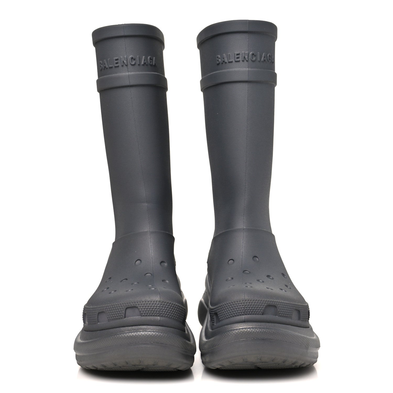 Balenciaga X CROCS Rubber Womens Rain Boots 37 Grafite 3 of 8