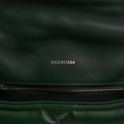 Balenciaga Nappa Calfskin Quilted Touch B Puffy Clutch Forest Green 6 of 9