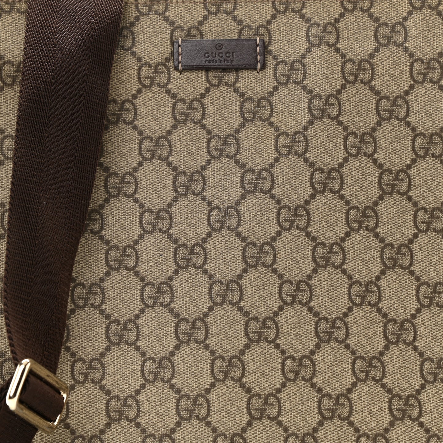 GG Supreme Monogram Medium Flat Messenger Bag Dark Brown