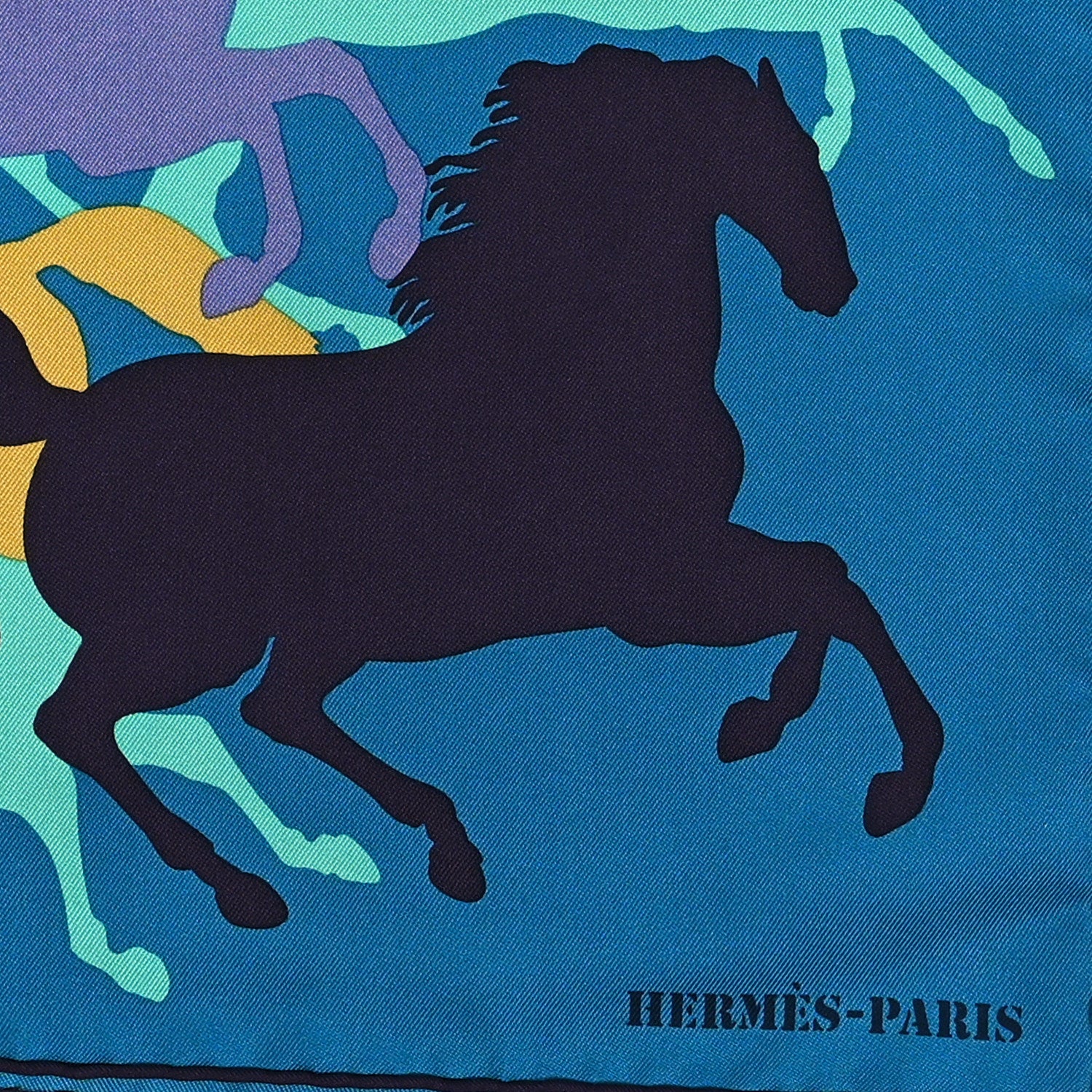 Hermes Silk Ex Libris En Camouflage Scarf 90 Canard Turquoise Violet 2 of 5