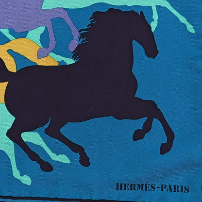 Hermes Silk Ex Libris En Camouflage Scarf 90 Canard Turquoise Violet 2 of 5