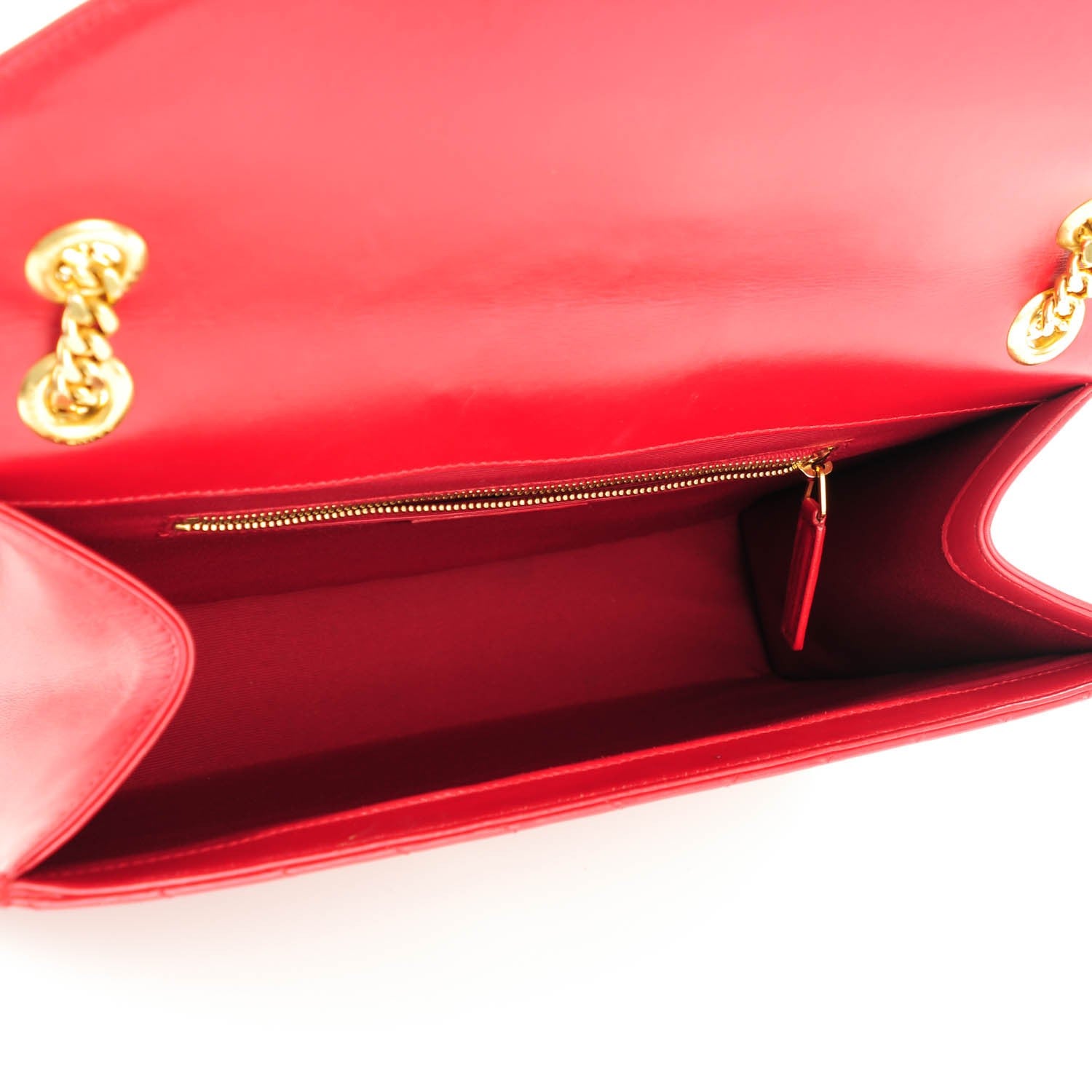 Saint Laurent Lambskin Matelasse Chevron Large Monogram Satchel Red 5 of 12