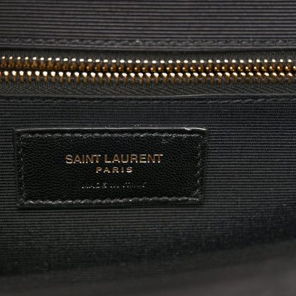 Saint Laurent Grain De Poudre Matelasse Chevron Large Monogram Satchel Black 6 of 13