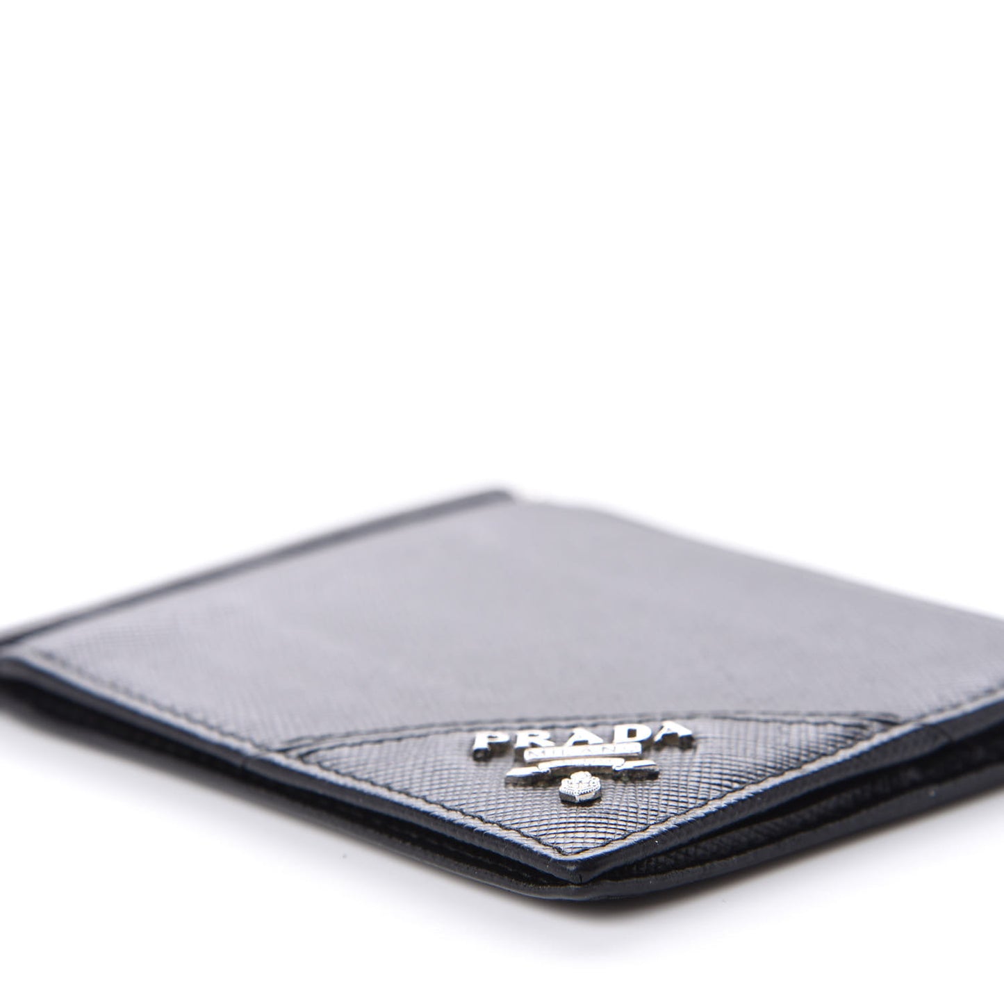 Saffiano Money Clip Bi-Fold Wallet Black