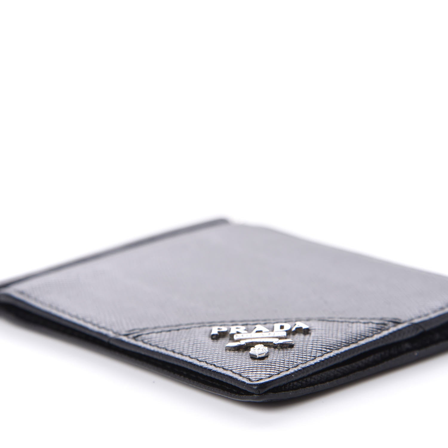 Prada Saffiano Money Clip Bi-Fold Wallet Black 11 of 13