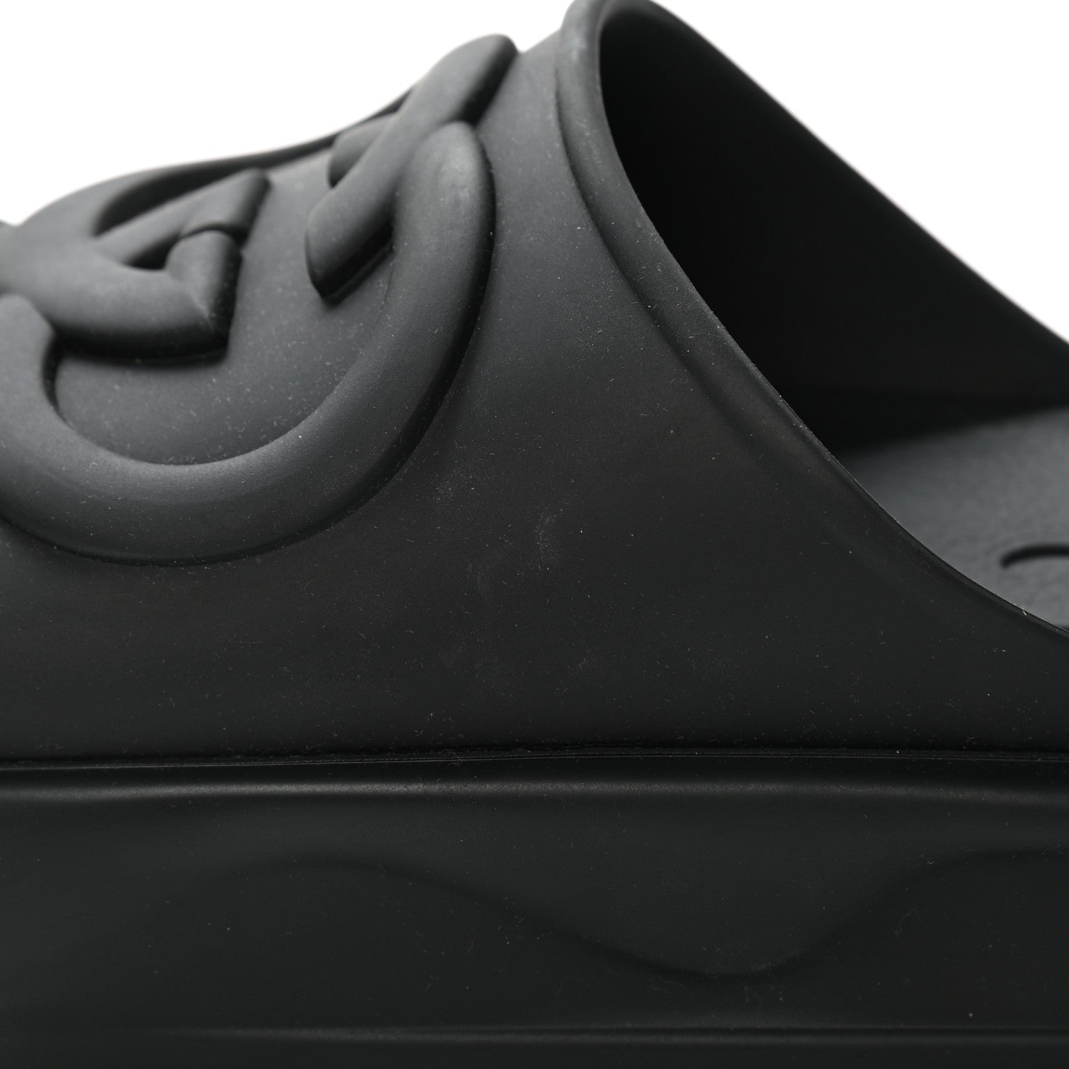 Gucci Soft Rubber Mens Interlocking G Platform 42mm Slide Sandals 8 Black 8 of 10