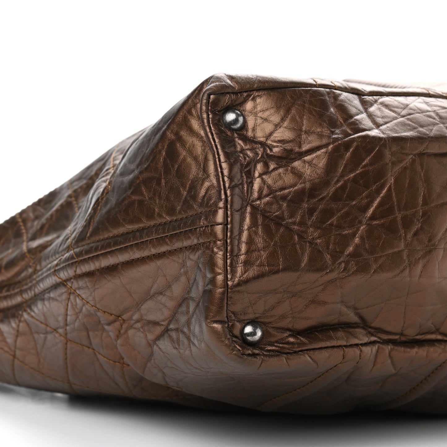 Metallic Aged Calfskin Large Shopping In Moscow Tote Bronze