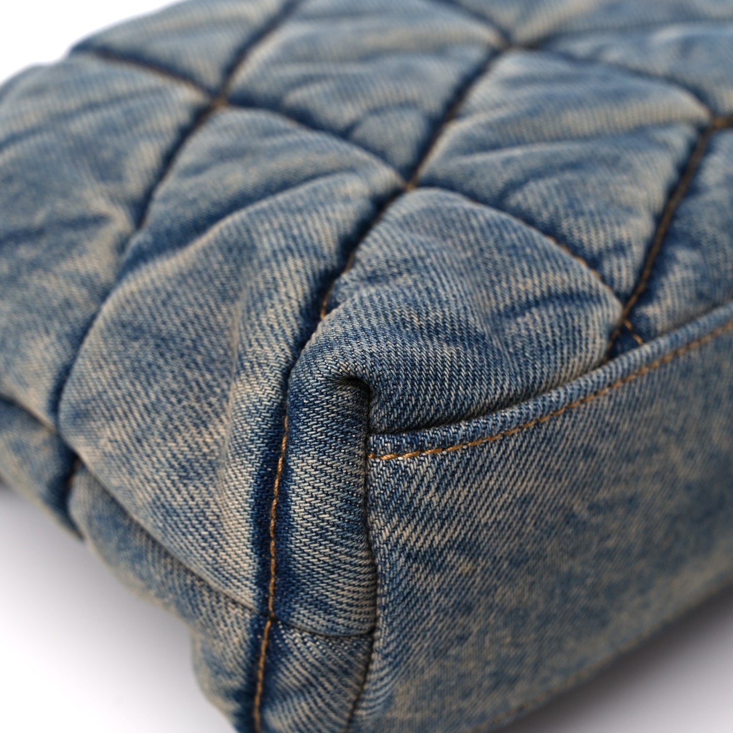 Denim Quilted Toy Loulou Puffer Monogram Chain Satchel Blue Cinnamon