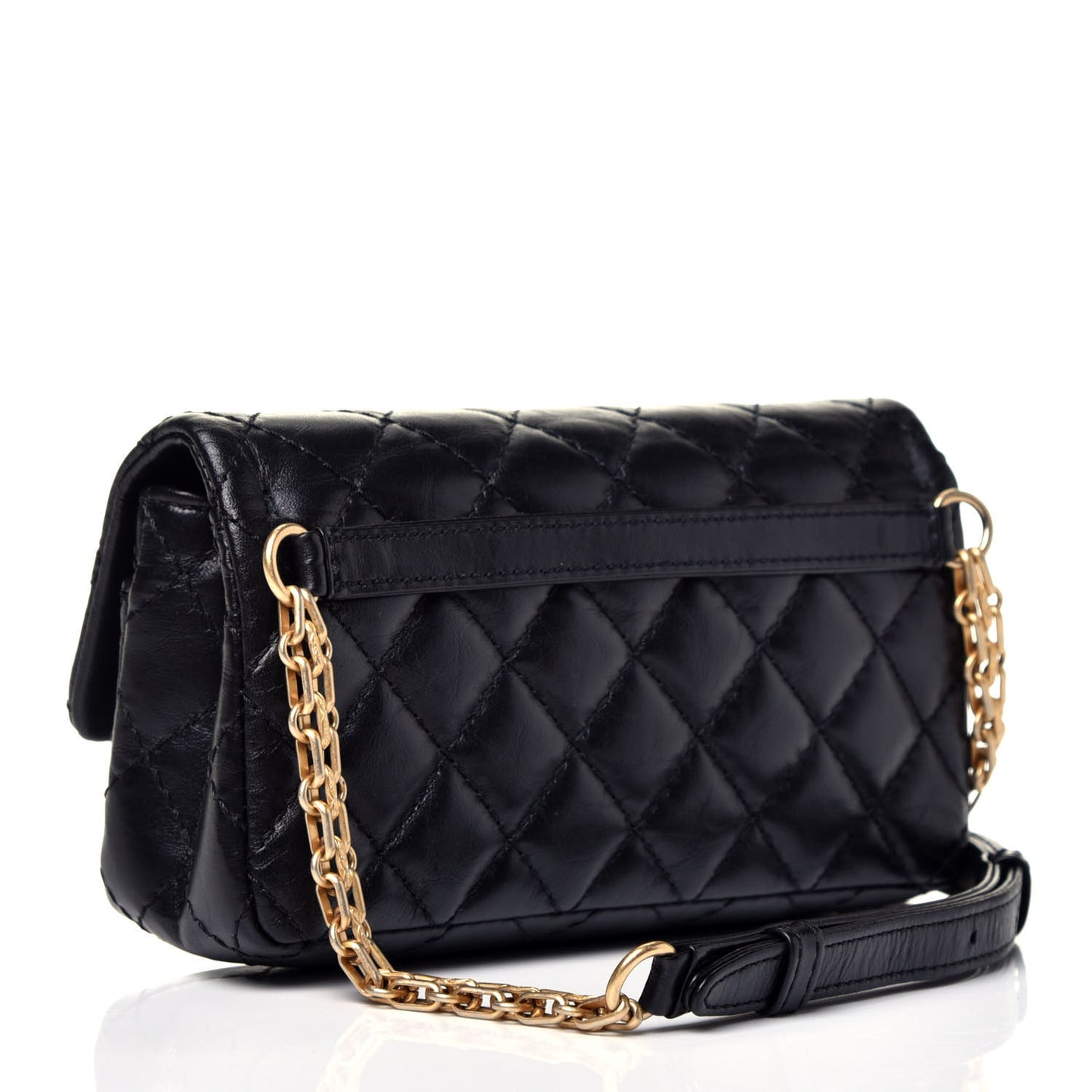 Aged Calfskin Quilted 2.55 Reissue Chain Waist Bag Black