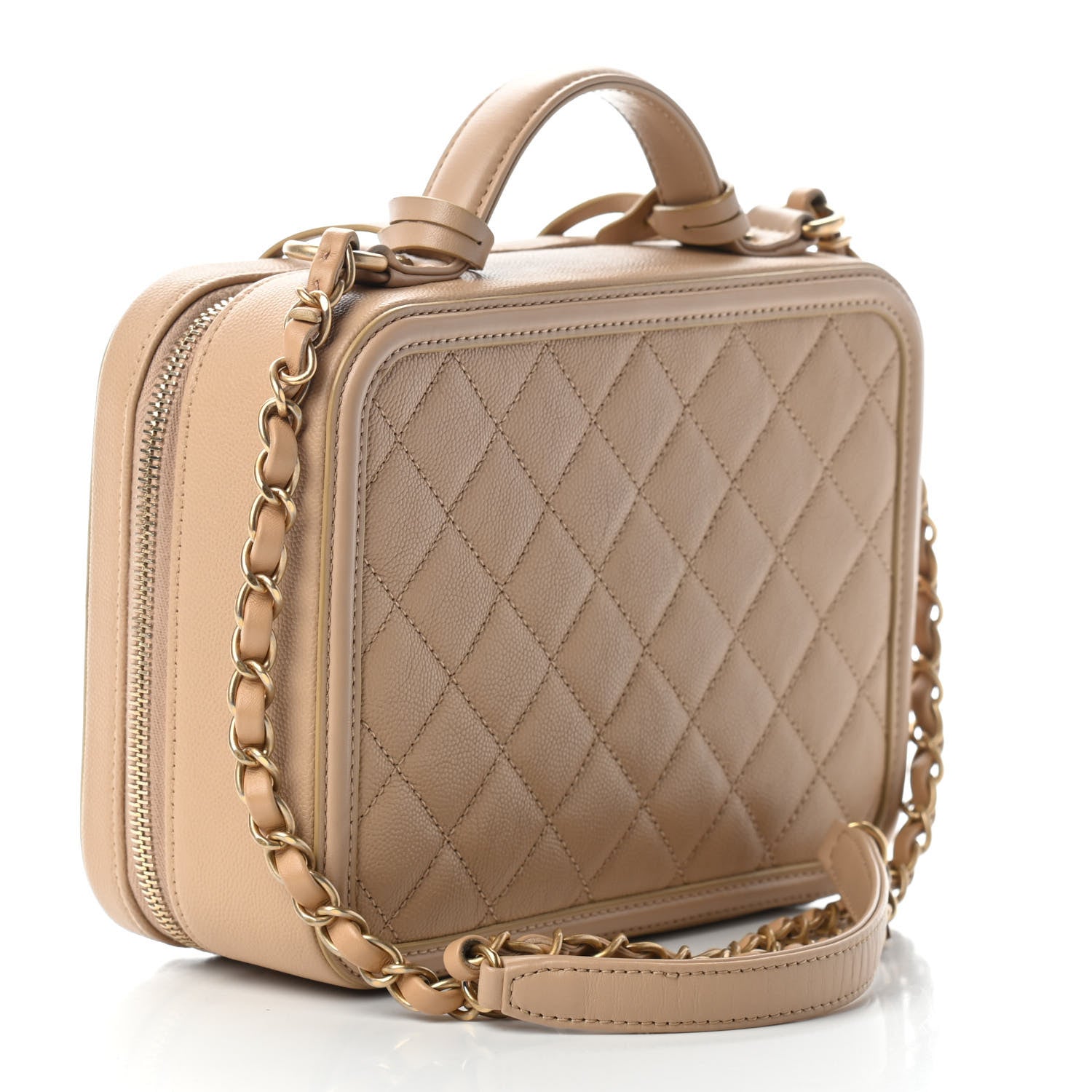 Chanel Caviar Quilted Medium CC Filigree Vanity Case Beige 3 of 9